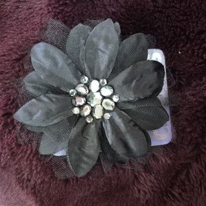 Black Floral Brooch/Hair Clip with Rhinestones From Claire's, Nnew With Tags